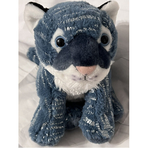 Wild Republic Blue Silver Tiger Foilkins Plush 6” Jungle Stuffed Animal Rare HTF - Picture 1 of 9